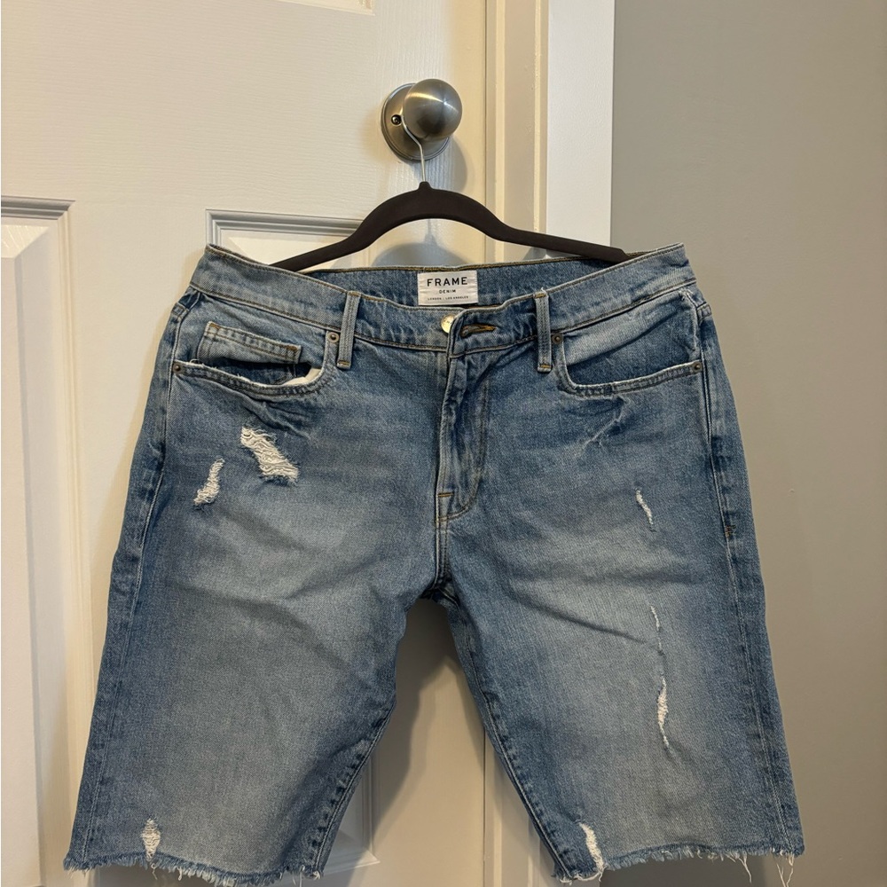 FRAME Distressed Denim Shorts